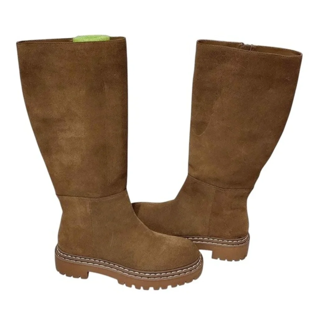 SPLENDID Amalia Knee High Lugged lug sole‎ suede leather Boots in Toast 7.5 new